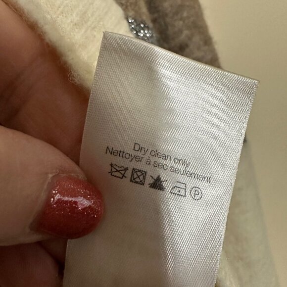 Veronica Beard Miley Metallic V Neck Sweater Ivory Multi Womens Size Medium Wool - Picture 8 of 9